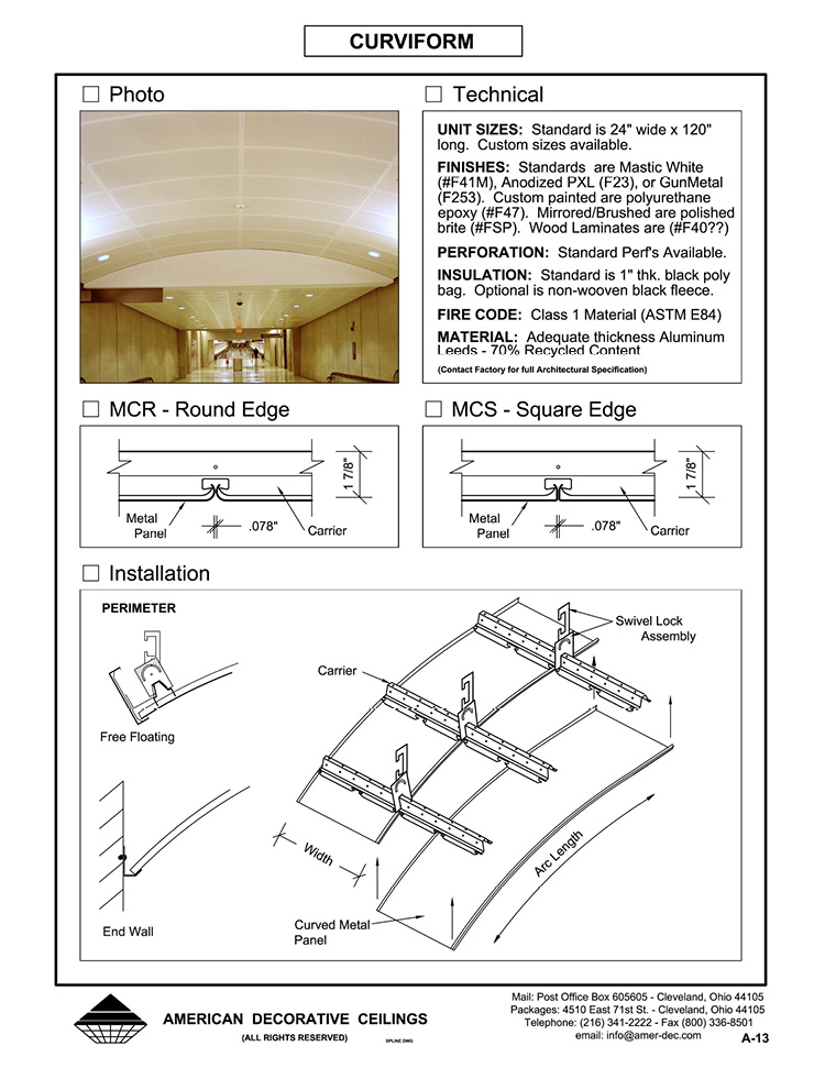 CurviForm Ceiling Cut Sheet