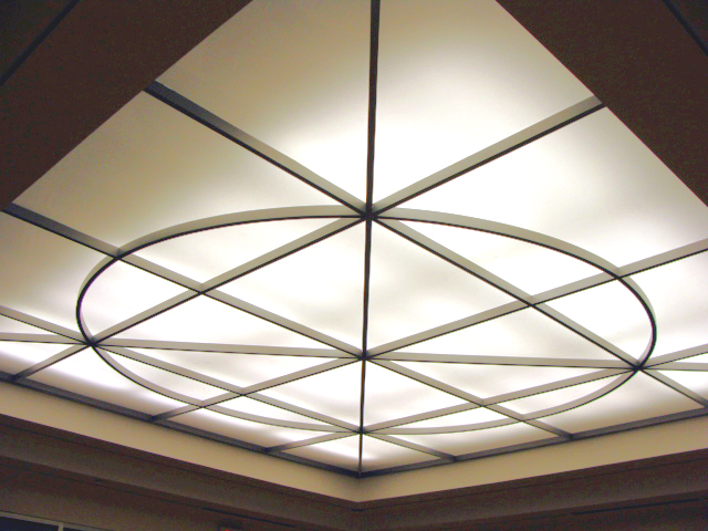 Custom Interior Faux Skylight Luminous Ceiling System with Open Beam Ceiling Components