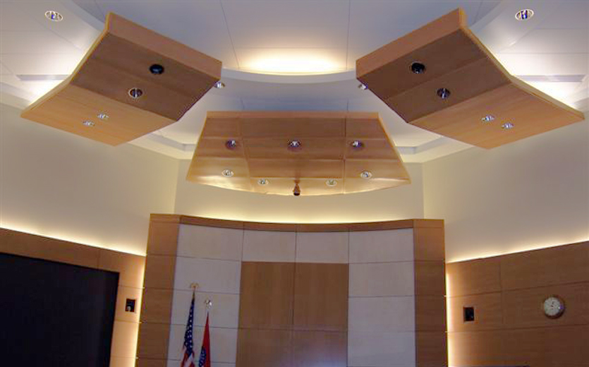 Wood Veneered Perforated Torsion Spring Ceiling System