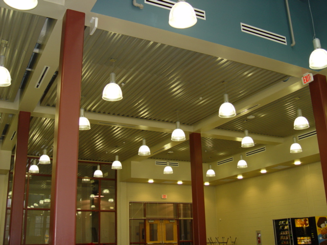 Perforated Ripple Pan Corrugated Ceiling System with Perimeter Cloudliner Trim
