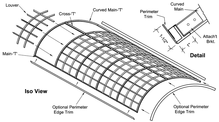 Trellis Curved Cellular Metal Ceiling Detail